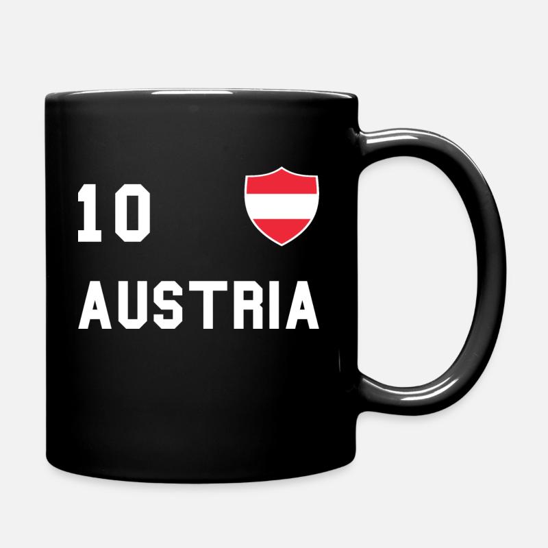 Cadeau de fan de l'équipe de football du drapeau de l'Autriche - Mug uni - noir