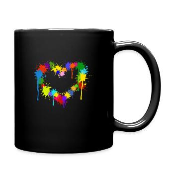 Herz, Paintball, Farbe, Farbflecken - Tasse einfarbig - Schwarz - Rechts