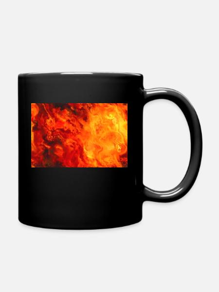 Wasserfarbe Feuer in Rot, Gelb, Orange, Schwarz - Tasse einfarbig - Schwarz