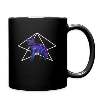 Galaxy Cat Halloween Witch Geschenk Katze - Tasse einfarbig - Schwarz - Rechts