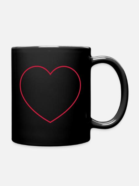 Personalisierbares Herz Aussenlinie Outline Herzen - Tasse einfarbig - Schwarz