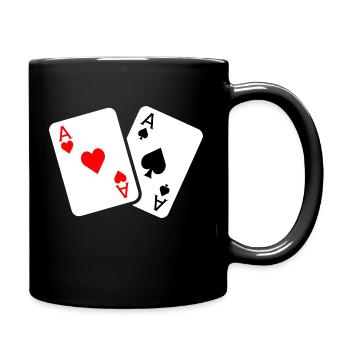 Jeu de cartes avec deux as - Mug uni - noir - Droite