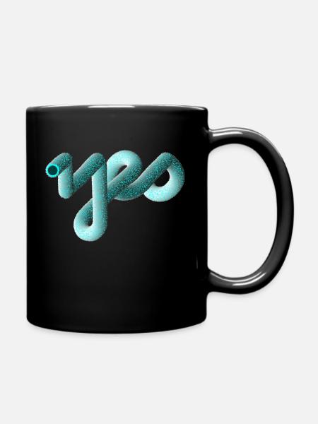 YES Font kuschel Effekt 3D - Tasse einfarbig - Schwarz