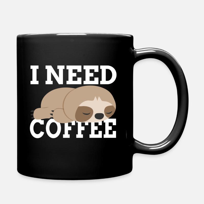 Sloth coffee caffeine - Full Colour Mug - black