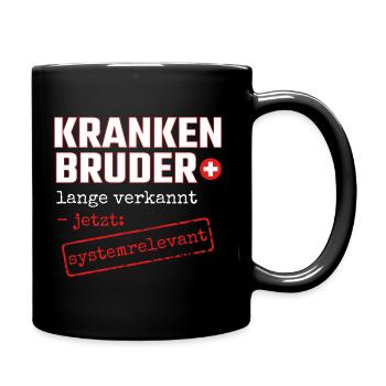 Krankenbruder systemrelevant Krankenpfleger Danke - Tasse einfarbig - Schwarz - Rechts