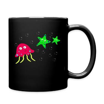 Aquarium d'étoile de mer méduse - Mug uni - noir - Droite