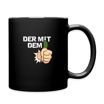 Gärtner Der mit dem grünen Daumen - Tasse einfarbig - Schwarz - Rechts