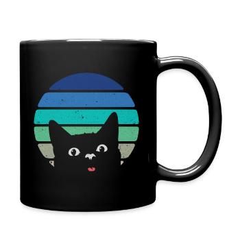 Freche schwarze Katze Retro Vintage - Tasse einfarbig - Schwarz - Rechts