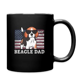 Chien Beagle Dad USA drapeau propriétaire cadeau chien - Mug uni - noir - Droite