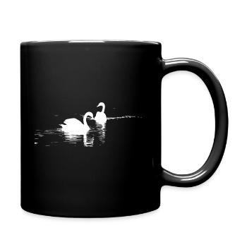 Schwaene weiss,Wasservogel,Design,Geschenk,cool, - Tasse einfarbig - Schwarz - Rechts
