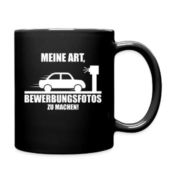 Lustiger Blitzer Spruch - Tasse einfarbig - Schwarz - Rechts