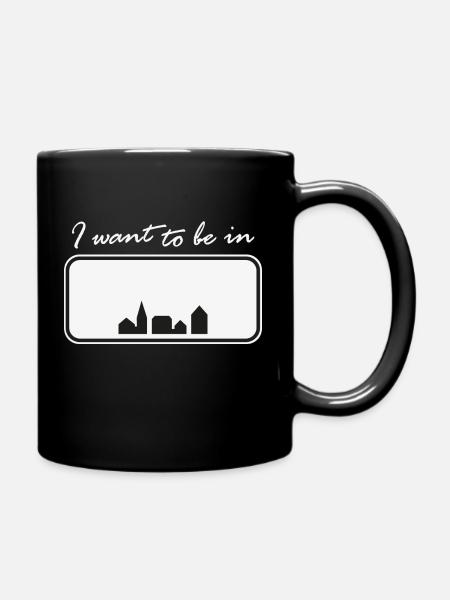 Customize Denmark City Sign - I Want - Full Colour Mug - black