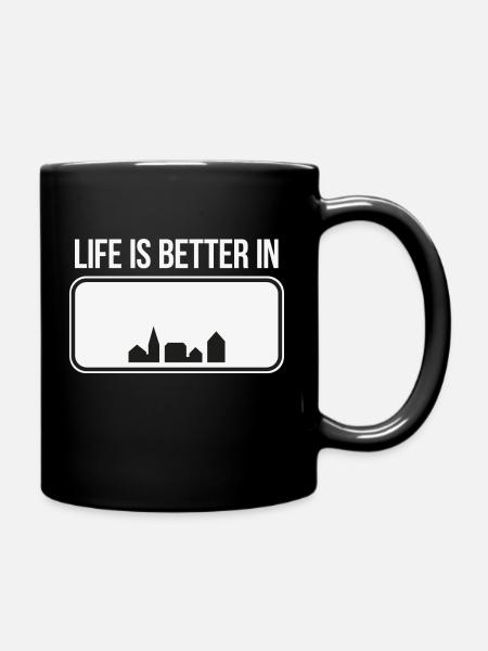 Denmark Personalize your town sign - Life - Full Colour Mug - black