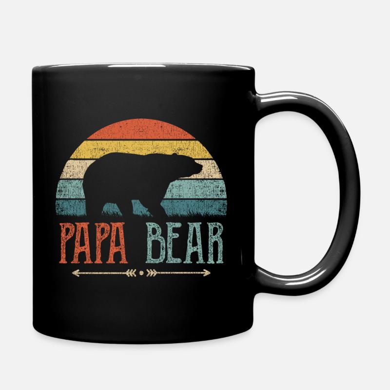 Papa Bear Father Man Gift Parents Couples Gentlemen - Full Colour Mug - black