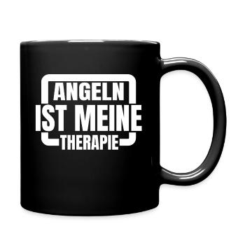 Angeln ist meine Therapie - Tasse einfarbig - Schwarz - Rechts
