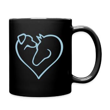 Hundeherz mit Pferd - Farbwechsel - Tasse einfarbig - Schwarz - Rechts