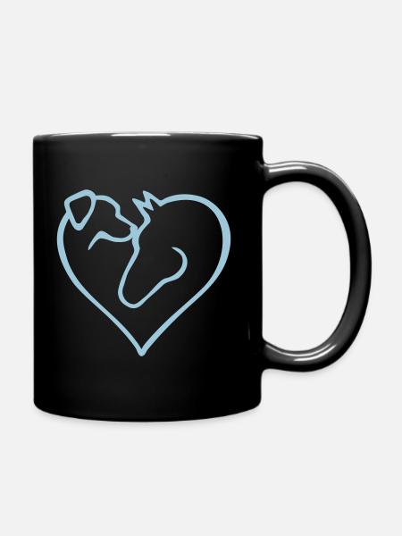 Cœur de chien avec cheval - changement de couleur - Mug uni - noir