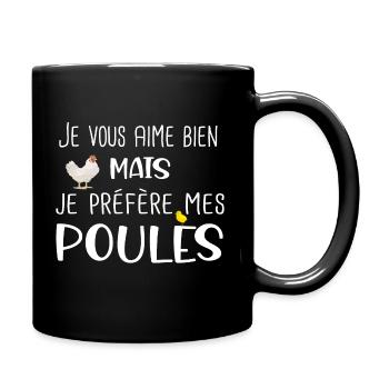 Poules poule poulailler ferme. Cadeau humour - Mug uni - noir - Droite