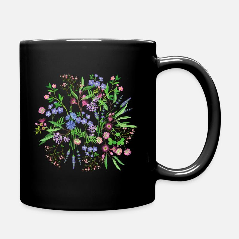Blumenwiese - Tasse einfarbig - Schwarz