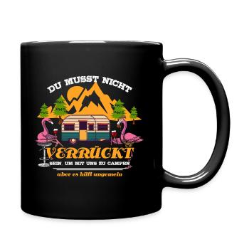 Camping holiday camper humor crazy caravan - Full Colour Mug - black - Right