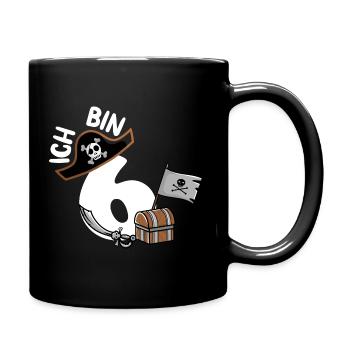 ICH BIN 6 PIRAT PIRATEN KINDERGEBURTSTAG - Tasse einfarbig - Schwarz - Rechts
