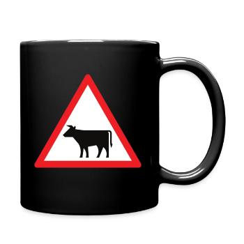 Attention vache ! - Mug uni - noir - Droite