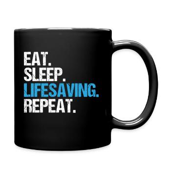 Lifeguard Water Rescue Lifesaver - Full Colour Mug - black - Right