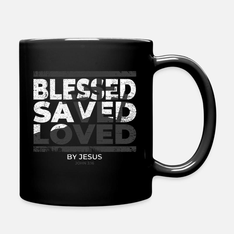 bénis sauvés aimés par Jésus-Christ chemise - Mug uni - noir