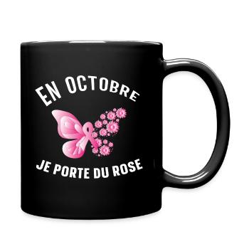 En Octobre je porte du rose cadeau cancer du sein - Mug uni - noir - Droite