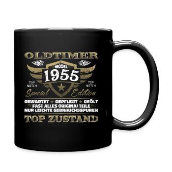 Oldtimer 1955 Baujahr – Vintage Retro Geburtstag - Tasse einfarbig - Schwarz - Rechts