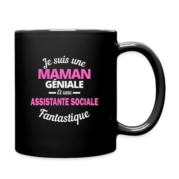 Je suis Maman géniale Et une assistante sociale - Mug uni - noir - Droite