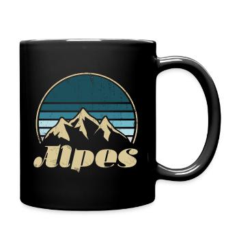 Alpes - Alpen ... Wandern, Berge, Skifahren - Tasse einfarbig - Schwarz - Rechts