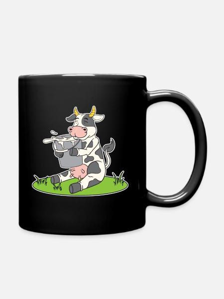 Drôle de vache avec un seau de lait vache douce vache vache vaches - Mug uni - noir