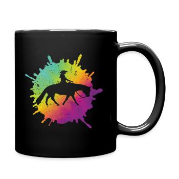 Westernreiten Westernreiter Pferdeliebhaber - Tasse einfarbig - Schwarz - Rechts