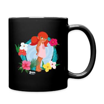 Zoom Der Weiße Delfin Marina Zwischen Blumen - Tasse einfarbig - Schwarz - Rechts