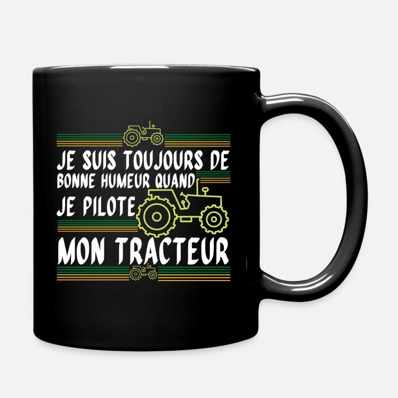 De Bonne Humeur au volent du Tracteur - Mug uni - noir