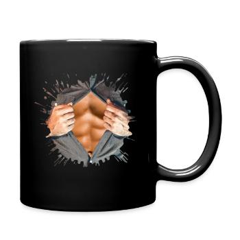 Sixpack Fitness Fun lustig Spaß Sport Jungesellen - Tasse einfarbig - Schwarz - Rechts