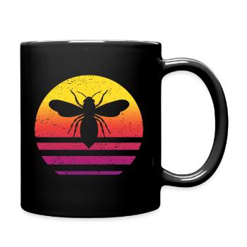 Honigbiene Retro Style Vintage - Tasse einfarbig - Schwarz - Rechts