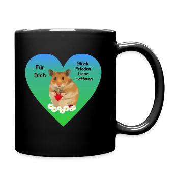 Hamster Menno Herz Mutmacher Motivation - Tasse einfarbig - Schwarz - Rechts