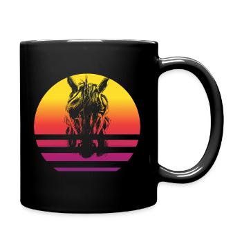 Einhorn Retro Style Vintage - Tasse einfarbig - Schwarz - Rechts