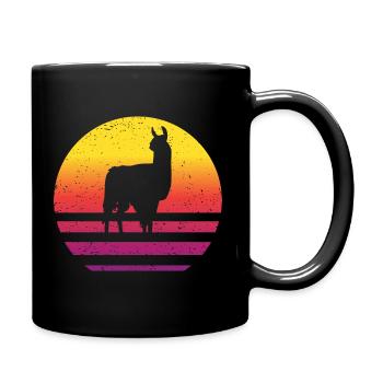 Lama Retro Style Vintage - Mug uni - noir - Droite