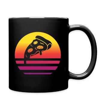 Pizza Slice Retro Style Vintage - Full Colour Mug - black - Right