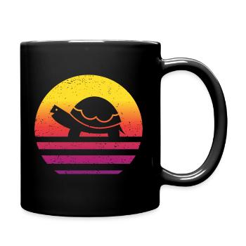 Turtle Retro Style Vintage - Full Colour Mug - black - Right