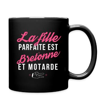 La fille parfaite est Bretonne et Motarde - Mug uni - noir - Droite