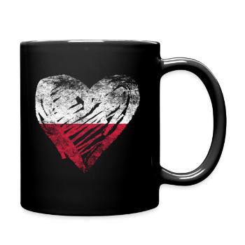 Polen Herz used look - Tasse einfarbig - Schwarz - Rechts
