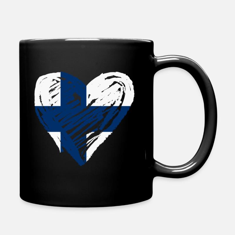 Finland Heart - Full Colour Mug - black