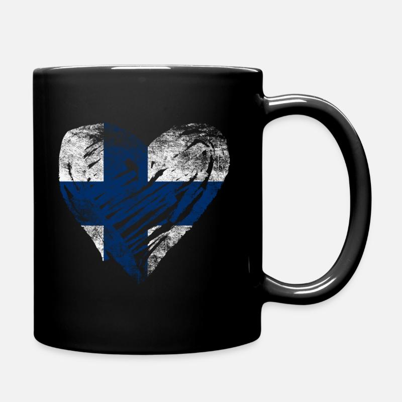 Finland heart used look - Full Colour Mug - black