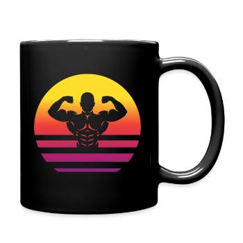 Bodybuilding Double Biceps Retro Style Vintage - Tasse einfarbig - Schwarz - Rechts