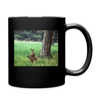 Reh mit Kitz - Tasse einfarbig - Schwarz - Rechts