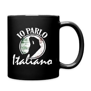 Italienisch sprechen, Spruch - Tasse einfarbig - Schwarz - Rechts